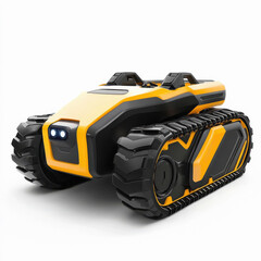 Fototapeta premium intelligent unmanned harvesting robot, agricultural equipment, high-tech design, futuristic appearance, white background