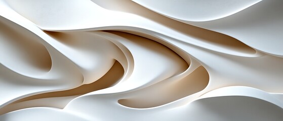 Abstract beige and white swirling shapes.