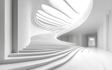 Obraz premium Abstract white spiral staircase in modern architecture.