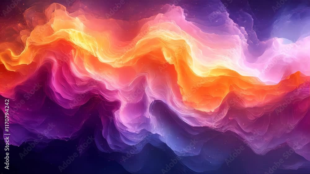 Poster abstract vibrant wave patterns in colorful hues blending seamlessly in a digital artwork