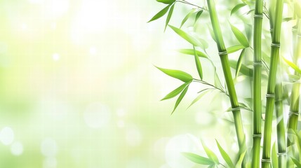 Serene Bamboo Forest Lush Green Bamboo Shoots and Leaves with Soft Bokeh Background - Spa, Nature, Zen, Peace, Tranquility Stock Photo
