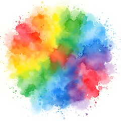 A watercolor splash pattern in vibrant rainbow colors