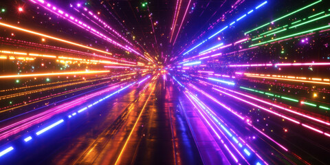 Fototapeta premium Vibrant light streaks on a dark background