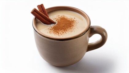 Warm Spiced Latte in Rustic Mug: Creamy Cinnamon Delight