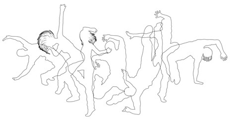 Street dancers dancing silhouette hip hop dance silhouettes poses set