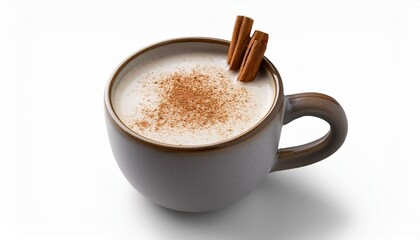 Fototapeta premium Creamy Spiced Eggnog in a Rustic Mug: A Cozy Winter Beverage