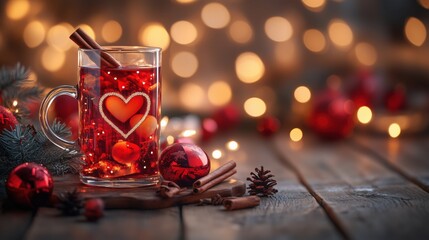 Festive drink with heart design celebrates love during Valentine's Day