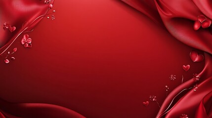 Red Satin Drapery with Hearts and Flowers