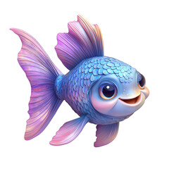 A cheerful, animated fish with vibrant colors and a friendly expression.