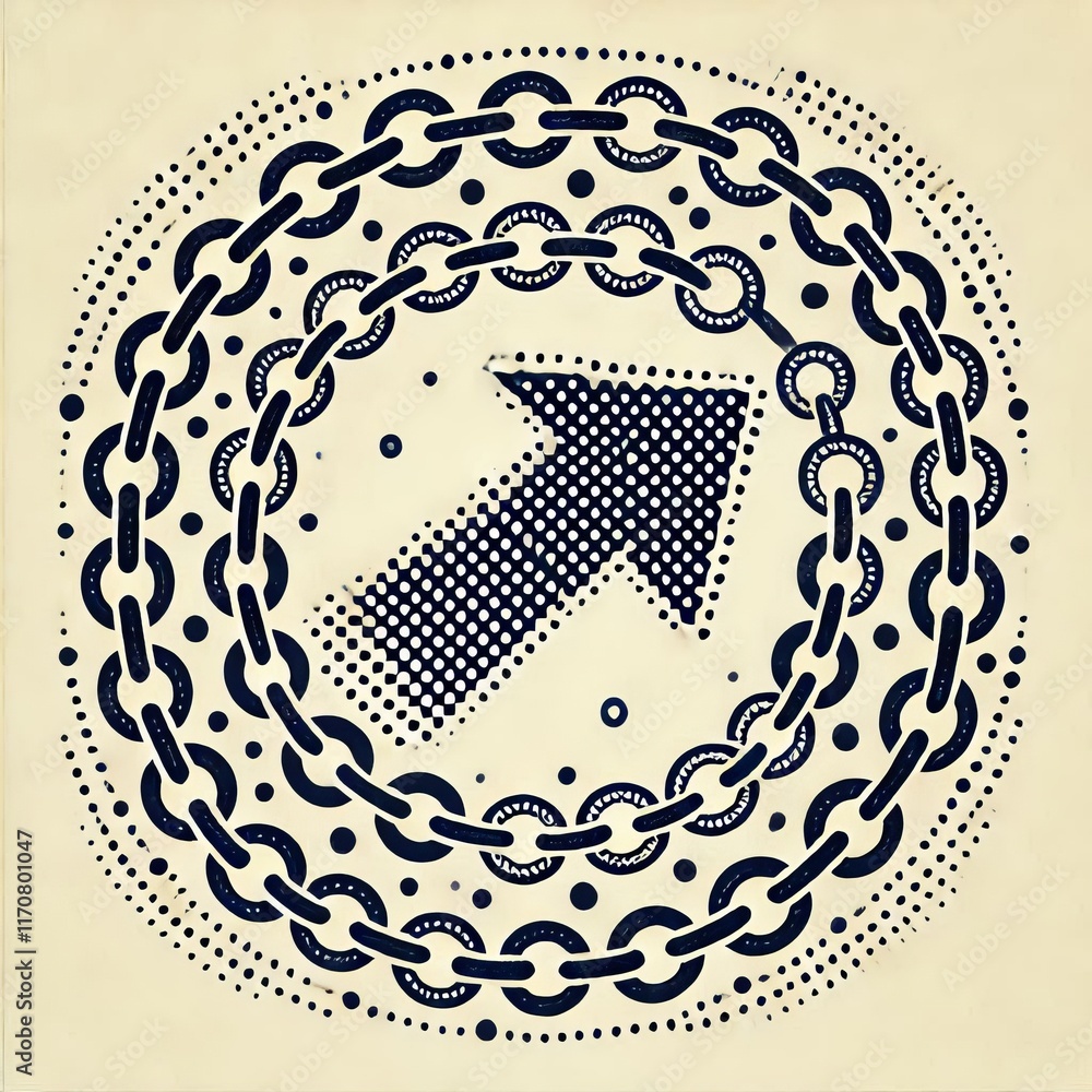 Poster dotted line chain dotted arrow chain of circles moving clockwise