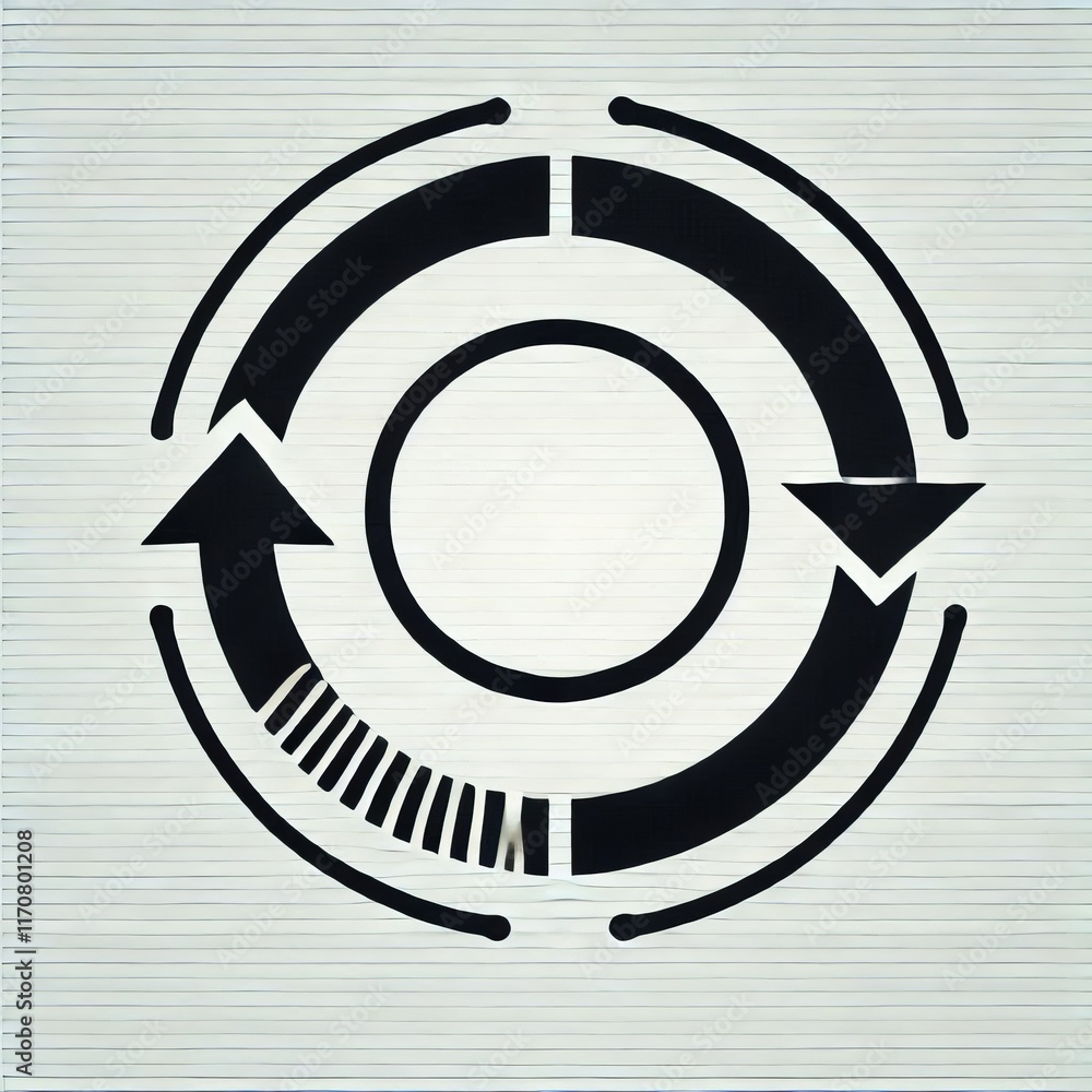 Poster double lined circle single arrow solid black arrow clockwise a c