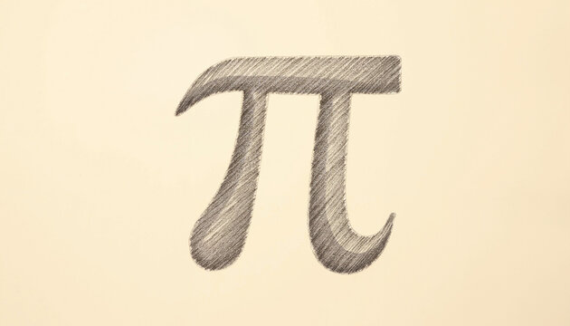 Mathematical symbol of pi drawn in pencil on paper