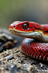 Fototapeta premium Tiny Red Snake on Rocky Ground