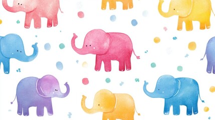 Rainbow Watercolor Elephants Pattern - Adorable Baby Design