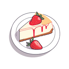 A slice of cheesecake with  strawberry on top
