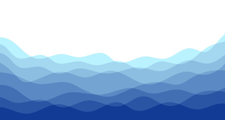 Sea waves. Blue river ocean wave layer vector background illustration