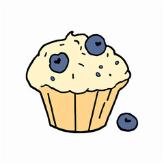 fluffy cupcake with a blueberry on top