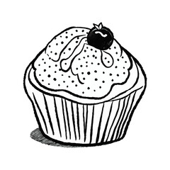 fluffy cupcake with a blueberry on top