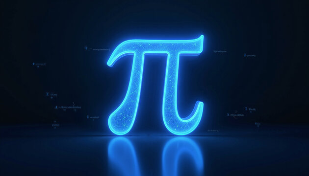 Glowing blue pi symbol against dark background