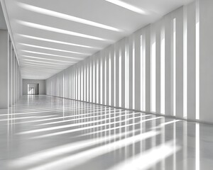 Fototapeta premium Sunlit modern white hallway.