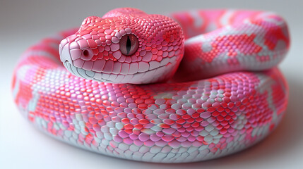 Fototapeta premium pink snake, symbolizing the Year of the Snake in the Chinese zodiac. A stunning futuristic artwork perfect for digital, astrology, and cyber themes.