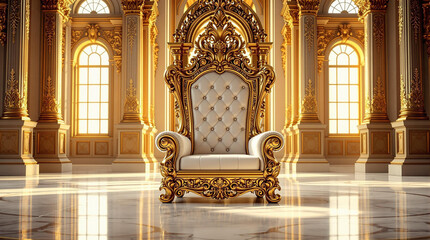 Luxurious Golden Throne in a Grand Palace Interior