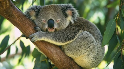 Fototapeta premium Sleepy Koala in a Tree, Australian Wildlife