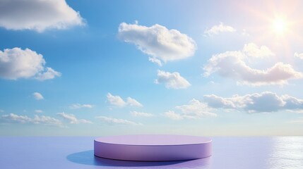 3d background product display podium scene with leaf geometric platform,cloud and sky, palm shadows and white stone podium,Mockup for eco beauty cosmetic advertising,Copy space.