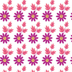 seamless pattern with pink flowers
