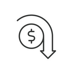 Lower cost, icon in line design. Lower cost, affordability, savings, budget, cheap, economic, value on white background vector. Lower cost editable stroke icon