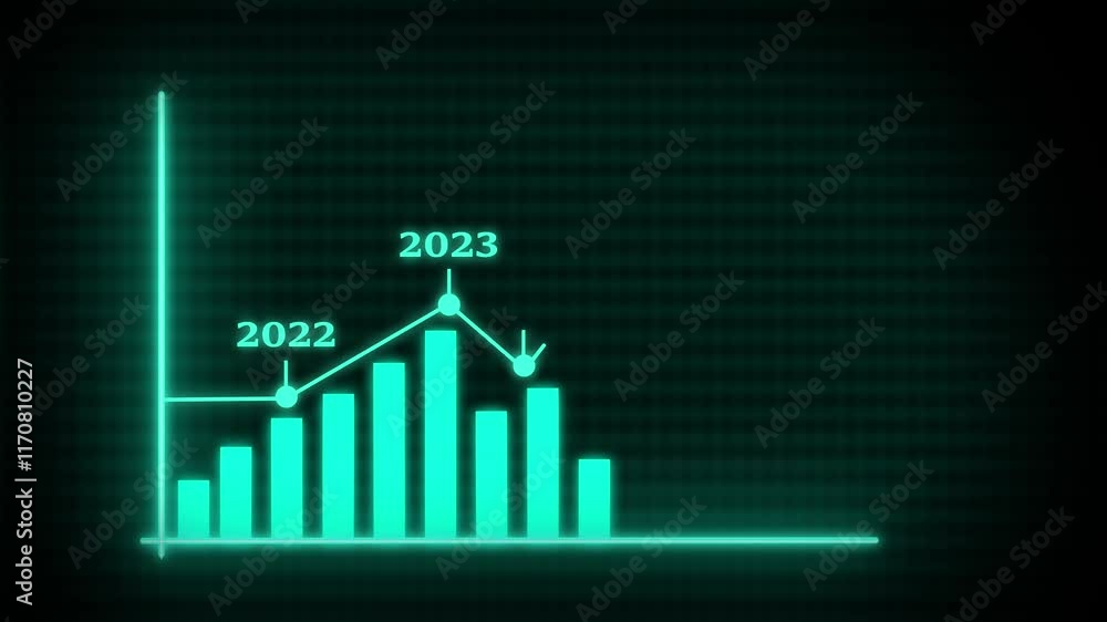 Poster professional business graph and direction up arrow animation. concept of financial analysis, busines