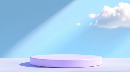 3d background product display podium scene with leaf geometric platform,cloud and sky, palm shadows and white stone podium,Mockup for eco beauty cosmetic advertising,Copy space.