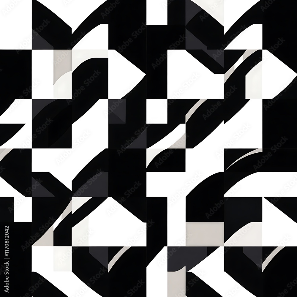 Aufkleber abstract geometric black and white pattern: a dynamic and visually engaging pattern featuring geomet