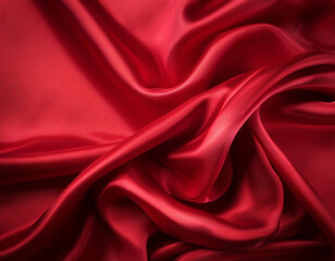 Fototapeta premium Abstract red Satin Silky Cloth for background, 