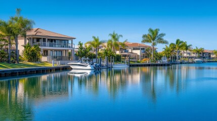 Fototapeta premium Luxurious Waterfront Homes with Stunning Water Views