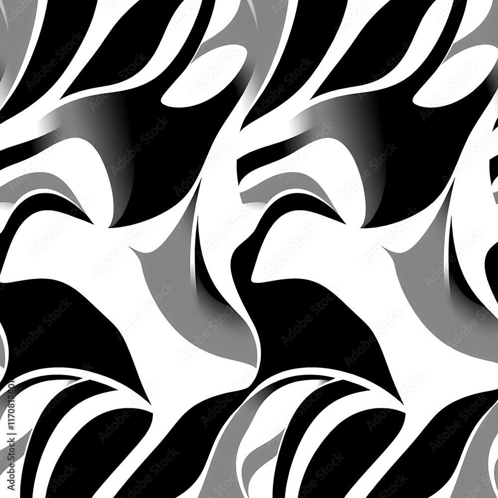 Poster abstract black and white swirls: a mesmerizing pattern of flowing, abstract black and white swirls c