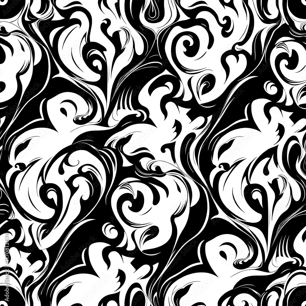 Poster abstract swirl pattern: a mesmerizing and intricate black and white pattern of swirling, flowing lin
