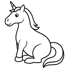 Cute Silhouette of a Unicorn line art vector cartoon illustration