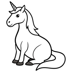 Cute Silhouette of a Unicorn line art vector cartoon illustration