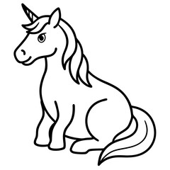 Cute Silhouette of a Unicorn line art vector cartoon illustration