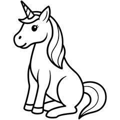 Cute Silhouette of a Unicorn line art vector cartoon illustration