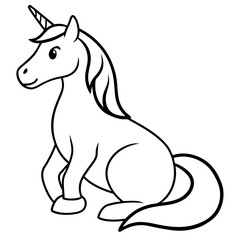Cute Silhouette of a Unicorn line art vector cartoon illustration