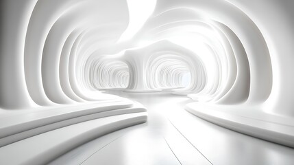 Obraz premium Abstract white futuristic tunnel.