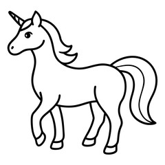Cute Silhouette of a Unicorn line art vector cartoon illustration