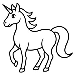 Cute Silhouette of a Unicorn line art vector cartoon illustration