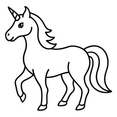 Cute Silhouette of a Unicorn line art vector cartoon illustration