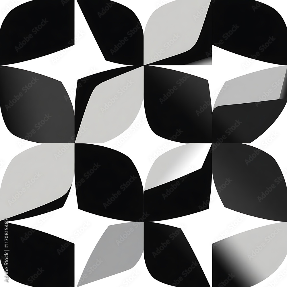 Poster abstract monochrome pattern: a captivating geometric design featuring interlocking black and white s