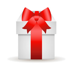 Holiday gift box with a red bow ribbon vector design element