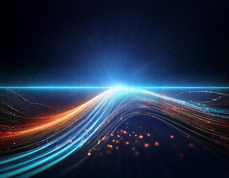 Abstract tech concept with glowing lines 