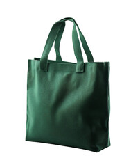 A green tote bag designed for carrying personal items and groceries.